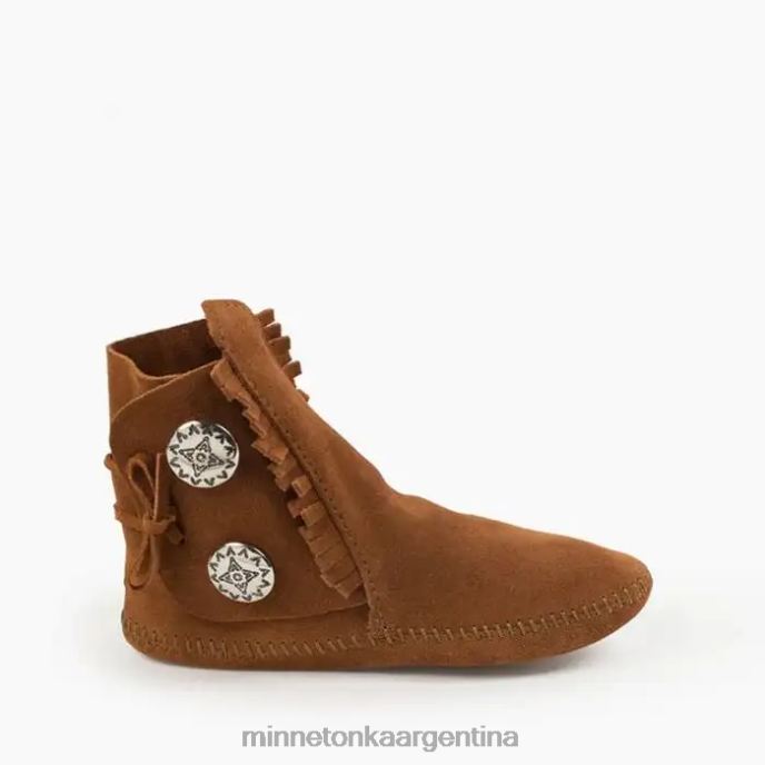 calzado marrón hombres bota con suela blanda de dos botones Minnetonka R6DN439