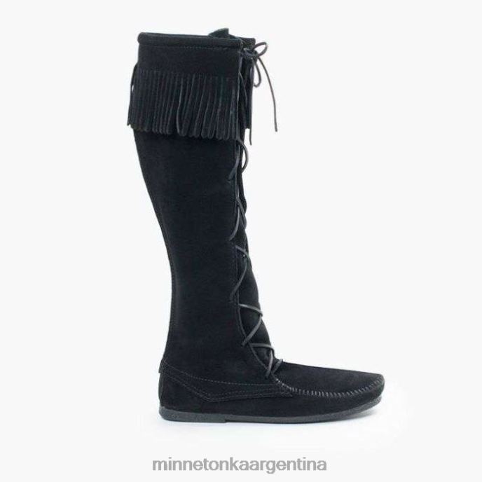 calzado negro hombres botas altas hasta la rodilla con encaje delantero Minnetonka R6DN440