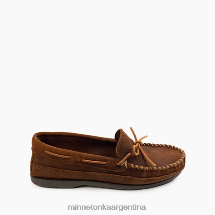 calzado gorguera marrón hombres moc de suela dura esencial Minnetonka R6DN339