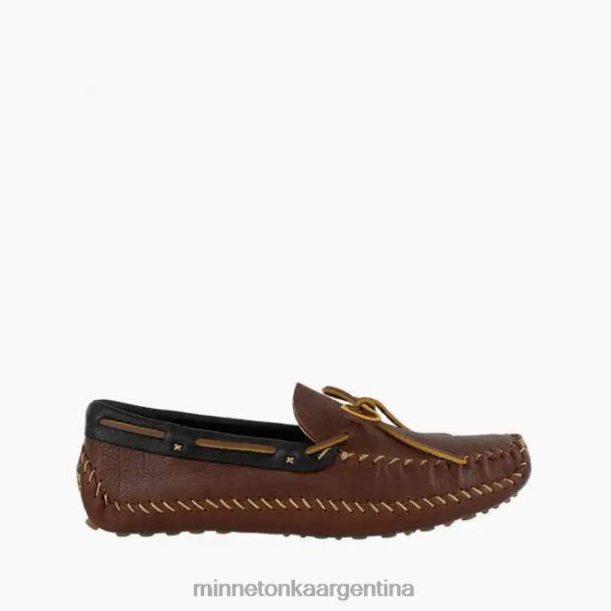 calzado marrón con cuello negro hombres p.w. moc de conducción Minnetonka R6DN384
