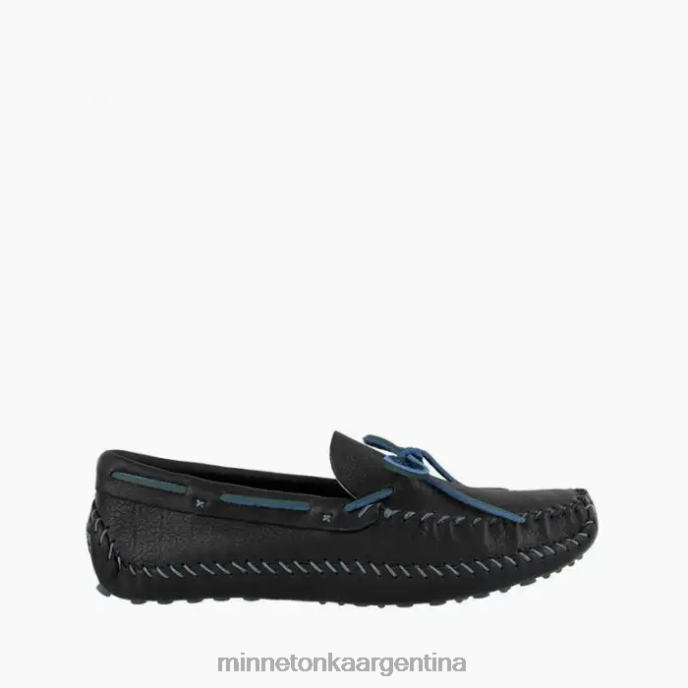 calzado negro/azul acero hombres p.w. moc de conducción Minnetonka R6DN381