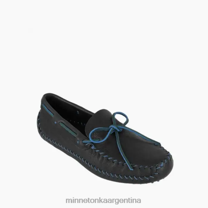 calzado negro/azul acero hombres p.w. moc de conducción Minnetonka R6DN381