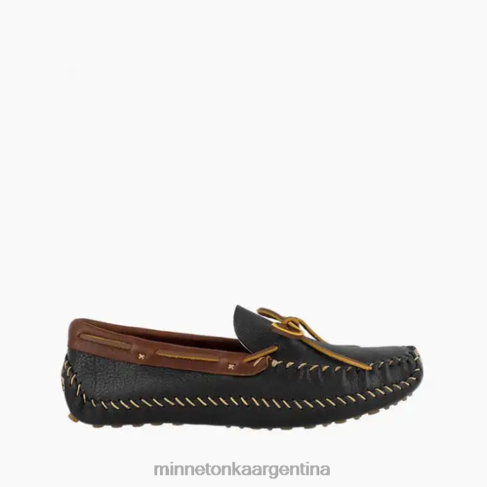 calzado negro con cuello marrón hombres p.w. moc de conducción Minnetonka R6DN383