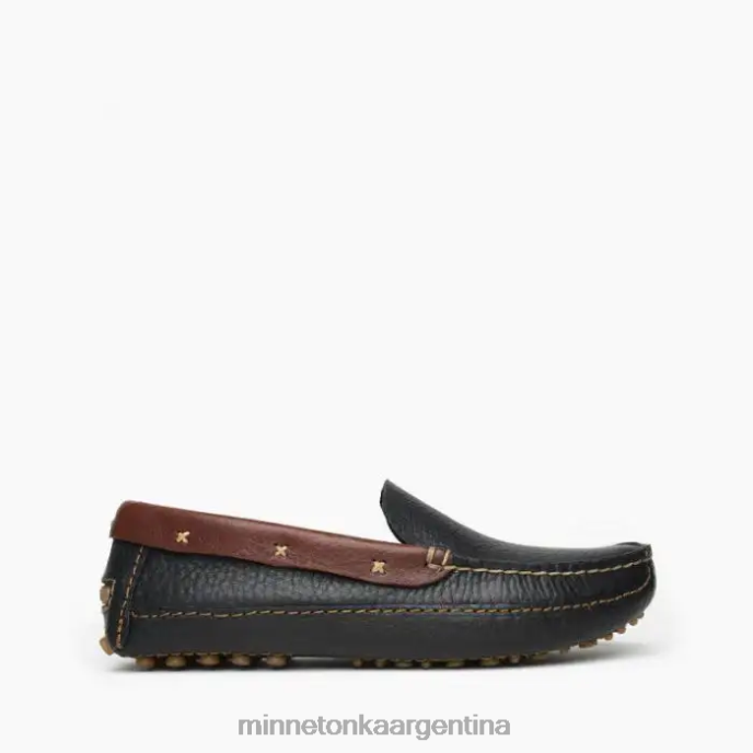 calzado negro con cuello marrón hombres p.w. mocasín de conducción Minnetonka R6DN391