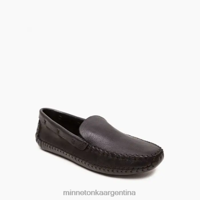 calzado negro hombres p.w. mocasines de conducción con suela blanda Minnetonka R6DN372