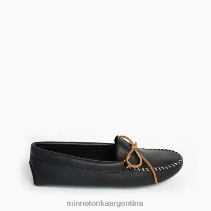 calzado negro hombres suela blanda doble de piel de venado Minnetonka R6DN335