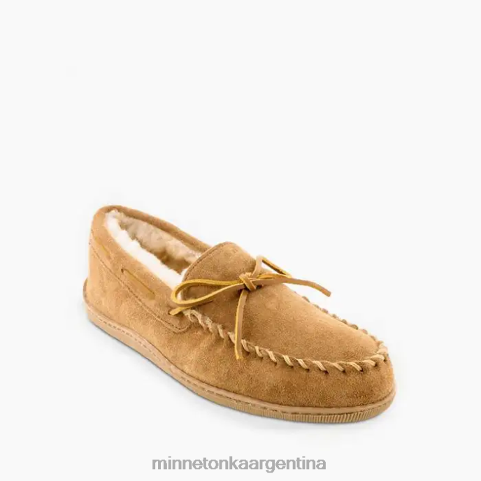 calzado bronceado dorado hombres Moc con suela dura de piel de oveja Minnetonka R6DN402