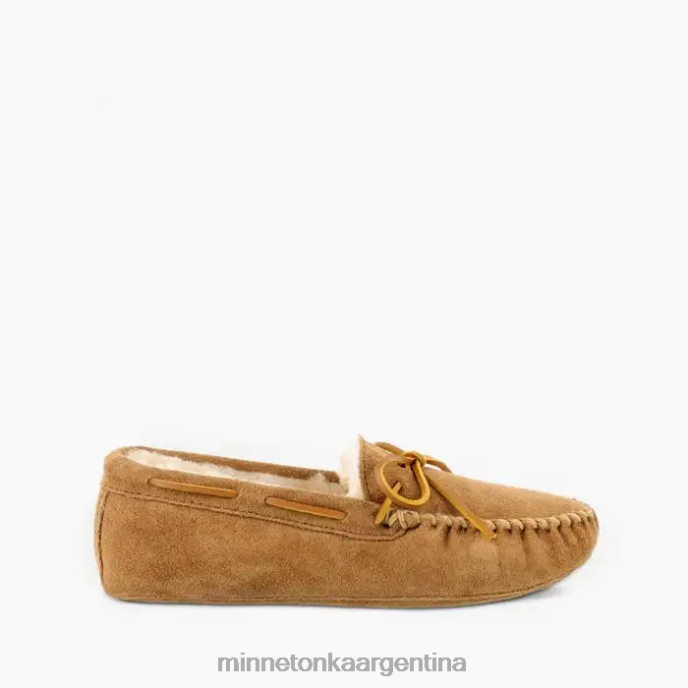 calzado bronceado dorado hombres mocasín con suela blanda de piel de oveja Minnetonka R6DN404