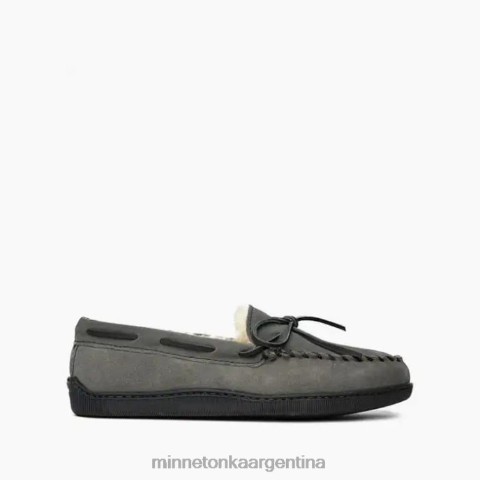 calzado gris hombres Moc con suela dura de piel de oveja Minnetonka R6DN403