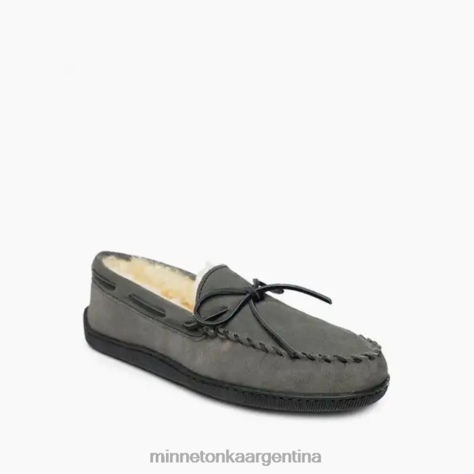 calzado gris hombres Moc con suela dura de piel de oveja Minnetonka R6DN403