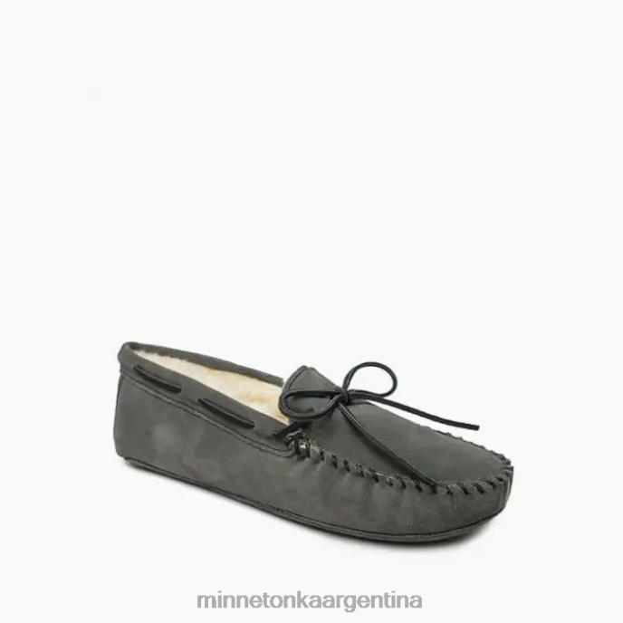 calzado gris hombres mocasín con suela blanda de piel de oveja Minnetonka R6DN405