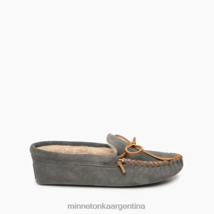 calzado gris hombres suela blanda forrada de pelo Minnetonka R6DN413