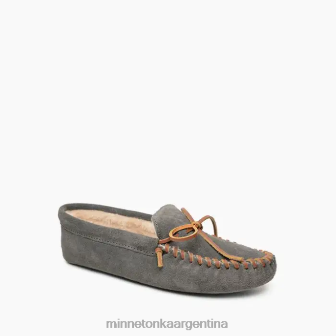 calzado gris hombres suela blanda forrada de pelo Minnetonka R6DN413