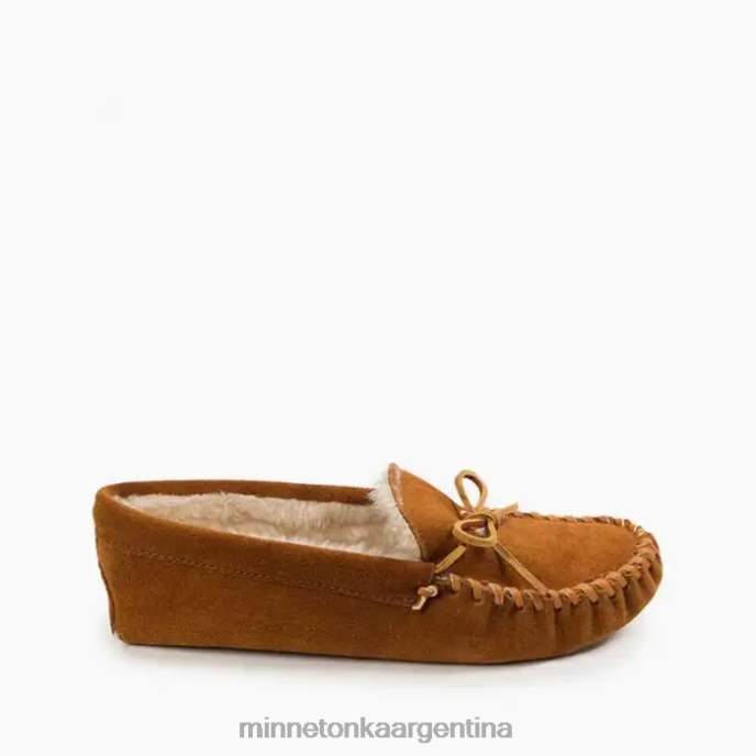 calzado marrón hombres suela blanda forrada de pelo Minnetonka R6DN412