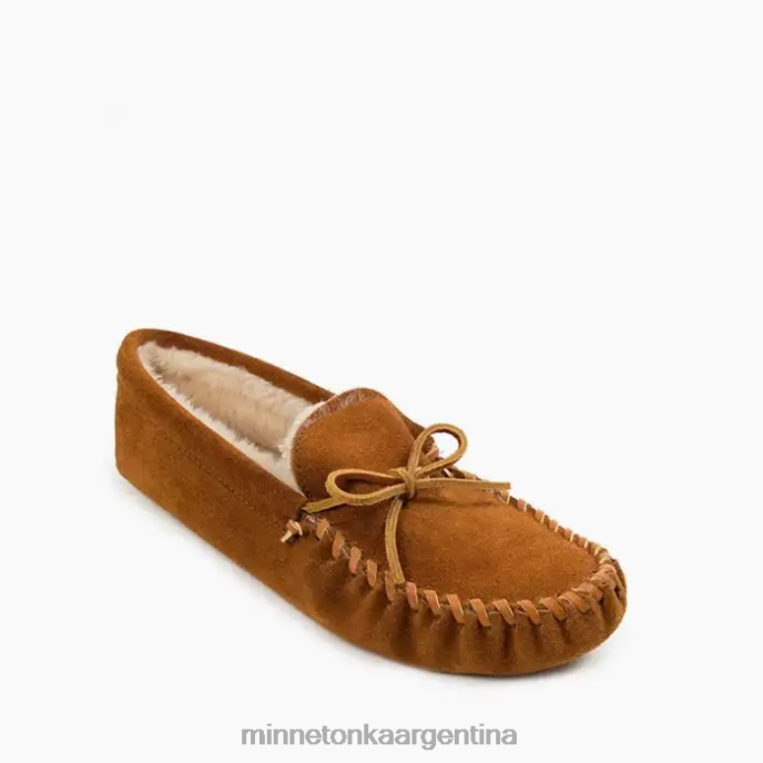 calzado marrón hombres suela blanda forrada de pelo Minnetonka R6DN412