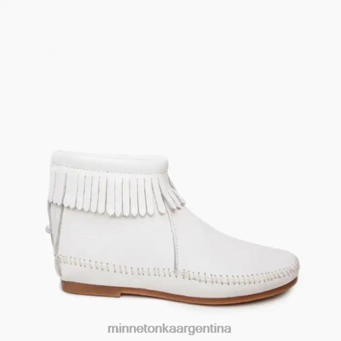 calzado blanco mujer bota de cuero con suela dura y cremallera trasera Minnetonka R6DN46