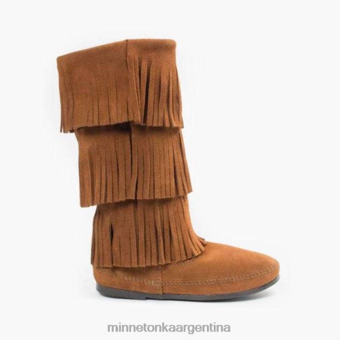 calzado marrón mujer Bota con flecos de 3 capas. Minnetonka R6DN2