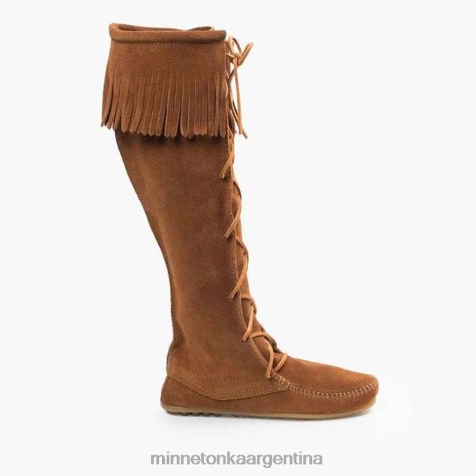 calzado marrón mujer botas altas hasta la rodilla con encaje delantero Minnetonka R6DN25