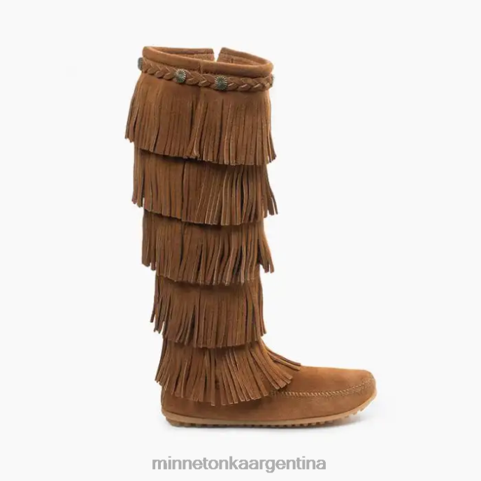 calzado marrón polvoriento mujer Bota con flecos de 5 capas. Minnetonka R6DN29