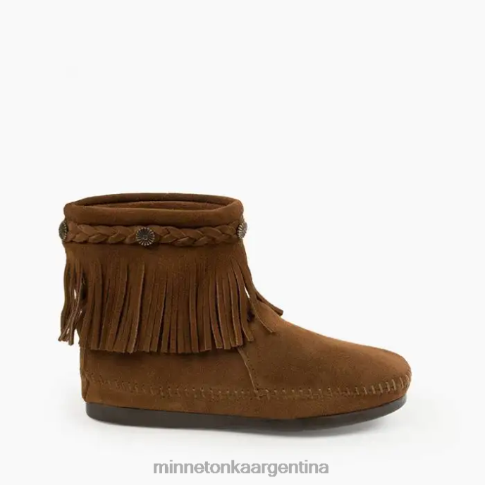calzado marrón polvoriento mujer bota alta con cremallera trasera Minnetonka R6DN11