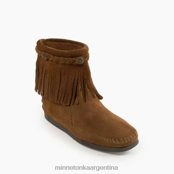 calzado marrón polvoriento mujer bota alta con cremallera trasera Minnetonka R6DN11