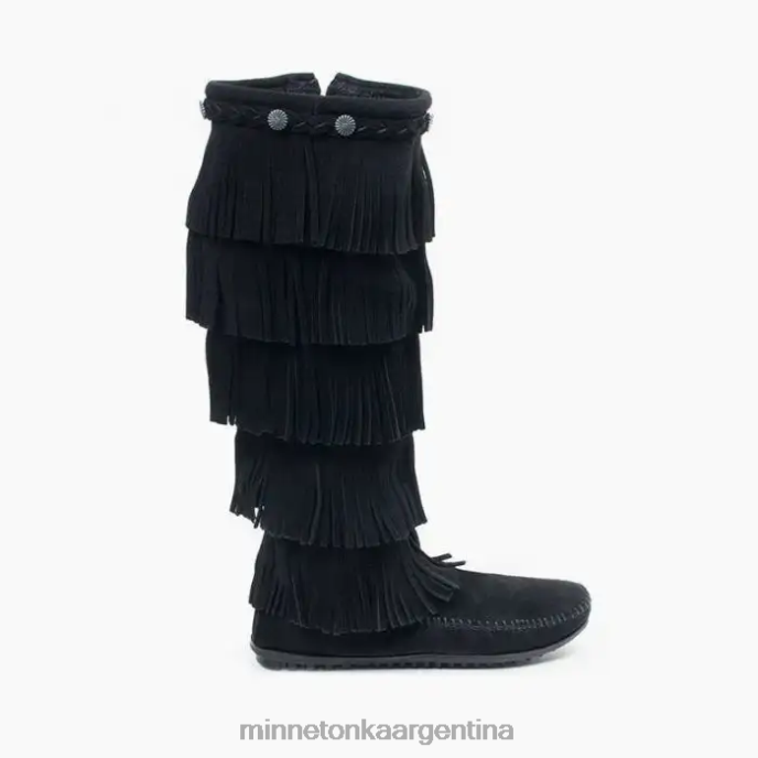calzado negro mujer Bota con flecos de 5 capas. Minnetonka R6DN27