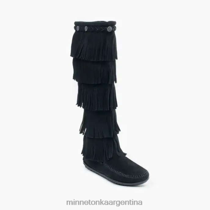 calzado negro mujer Bota con flecos de 5 capas. Minnetonka R6DN27