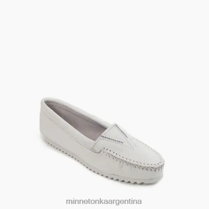 calzado blanco mujer frente de piel de venado Minnetonka R6DN123