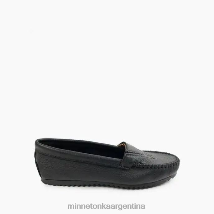 calzado negro mujer frente de piel de venado Minnetonka R6DN120