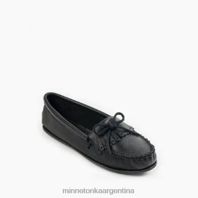 calzado negro mujer kilty de piel de venado Minnetonka R6DN94