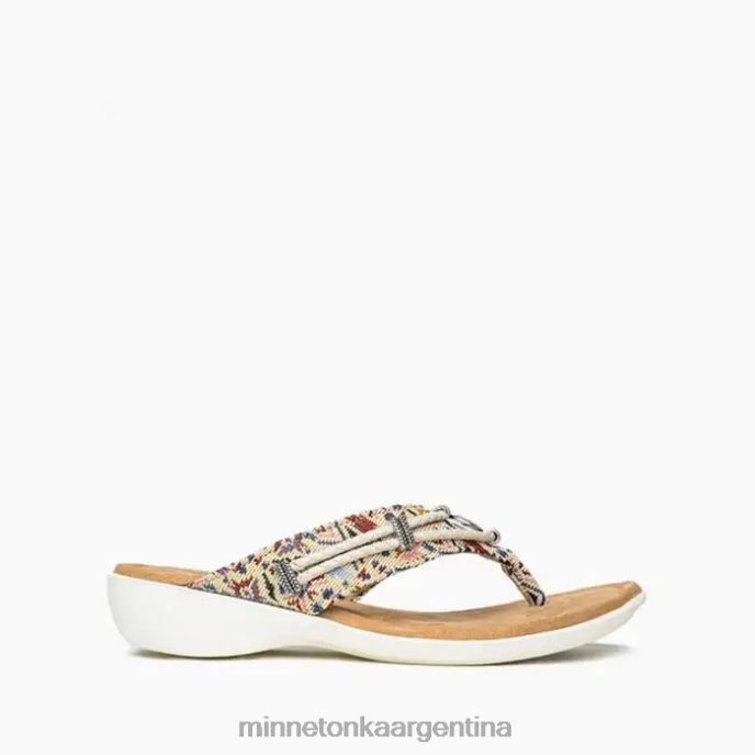 calzado bordado color crema mujer plata 360 Minnetonka R6DN156