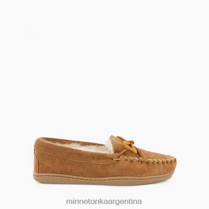 calzado bronceado dorado mujer Moc con suela dura de piel de oveja Minnetonka R6DN220