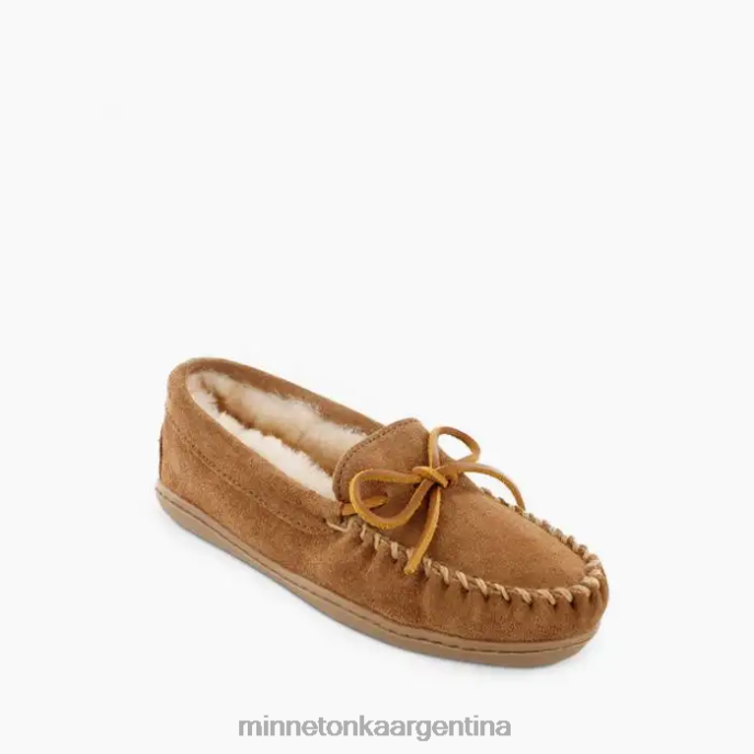 calzado bronceado dorado mujer Moc con suela dura de piel de oveja Minnetonka R6DN220