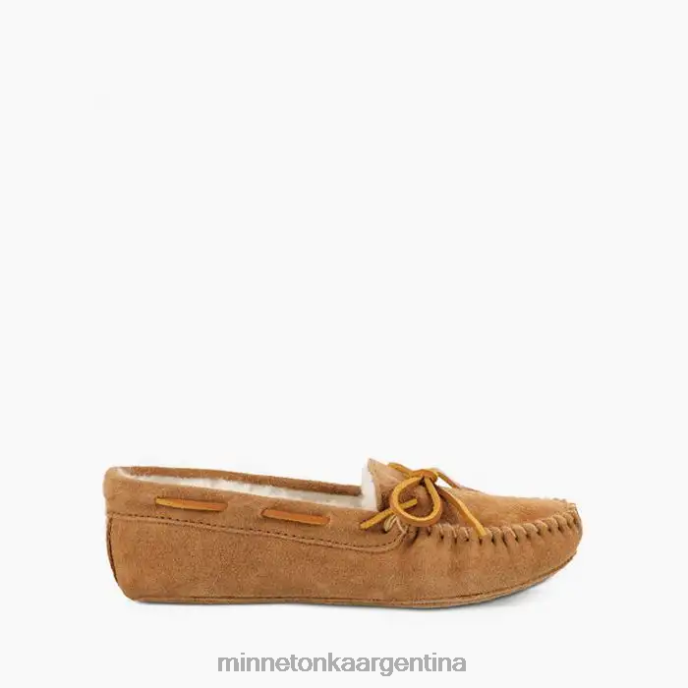 calzado bronceado dorado mujer mocasín con suela blanda de piel de oveja Minnetonka R6DN218