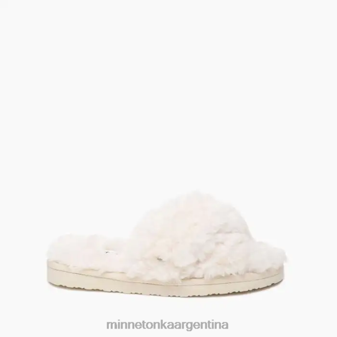 calzado crema mujer banda cruzada de peluche Minnetonka R6DN302