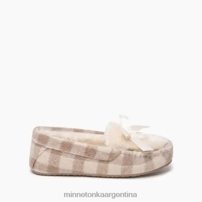 calzado cuadros de búfalo color crema tostado mujer cosi Minnetonka R6DN303