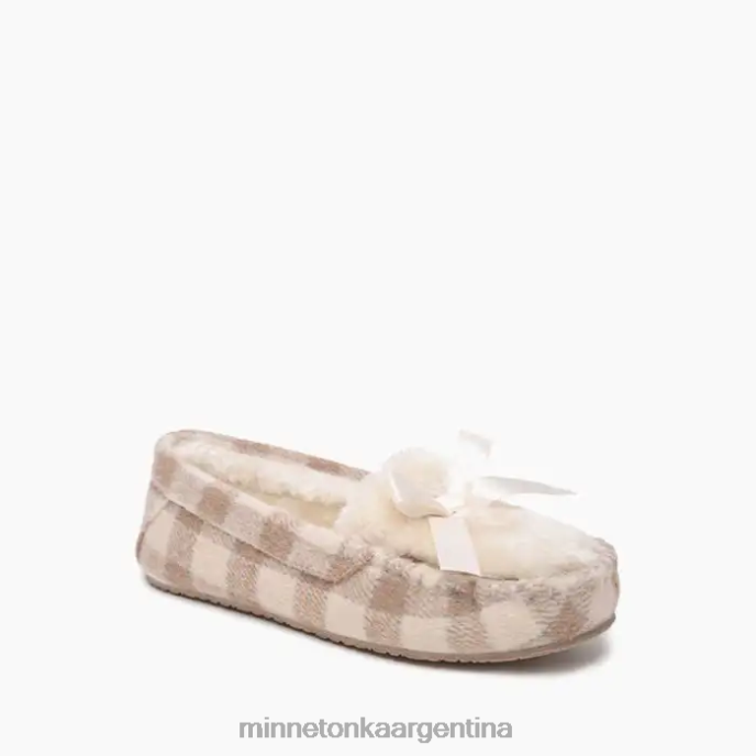 calzado cuadros de búfalo color crema tostado mujer cosi Minnetonka R6DN303
