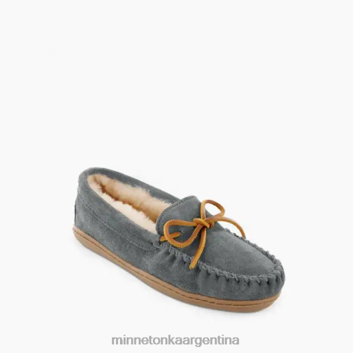 calzado gris mujer Moc con suela dura de piel de oveja Minnetonka R6DN221