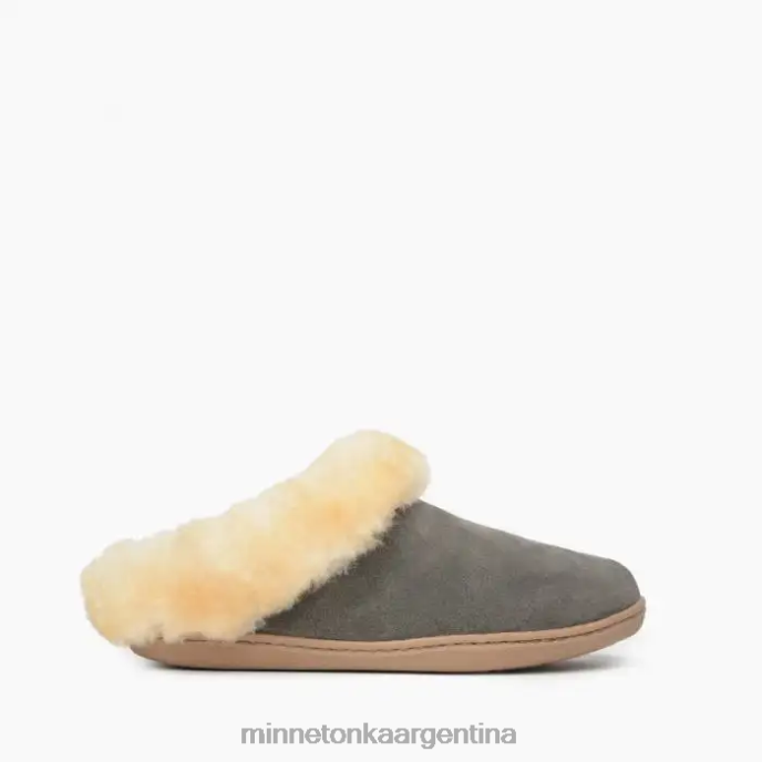 calzado gris mujer mula de piel de oveja Minnetonka R6DN233