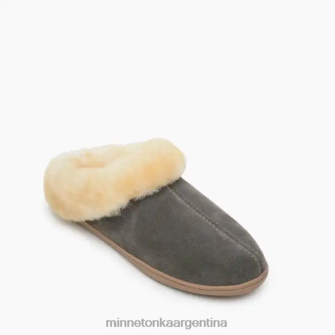calzado gris mujer mula de piel de oveja Minnetonka R6DN233