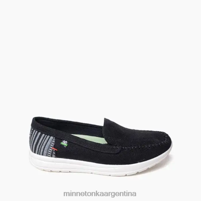 calzado lino negro mujer descubrir Minnetonka R6DN104