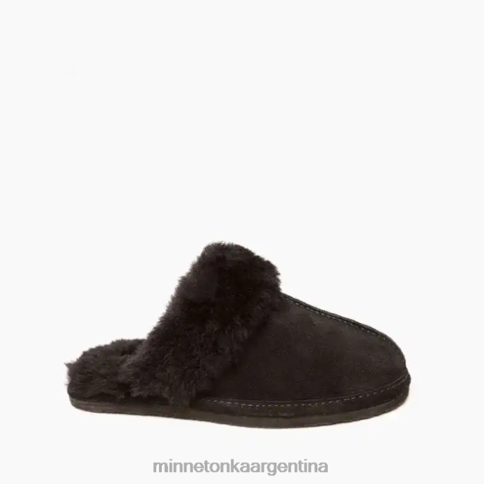 calzado negro mujer diapositiva de piel de oveja Minnetonka R6DN234