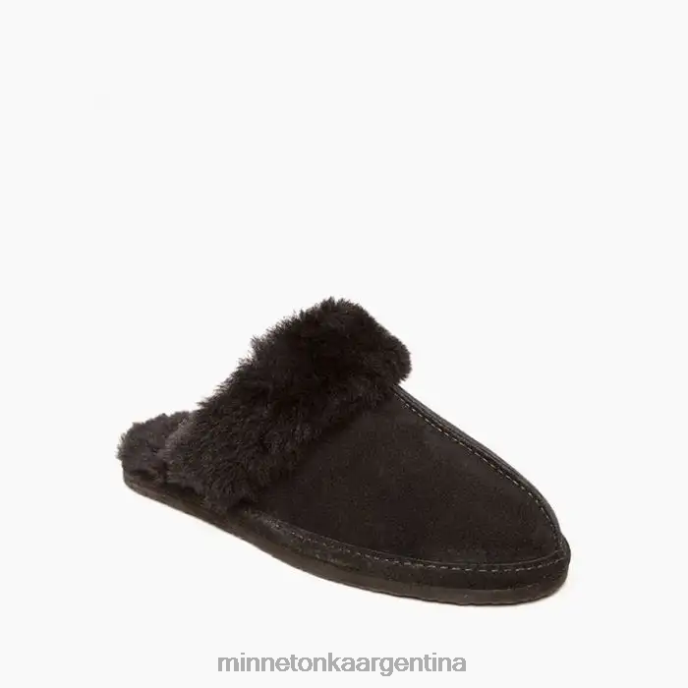 calzado negro mujer diapositiva de piel de oveja Minnetonka R6DN234