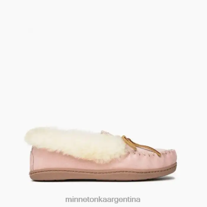 calzado rubor rosado mujer mocasín de piel de oveja alpina Minnetonka R6DN227