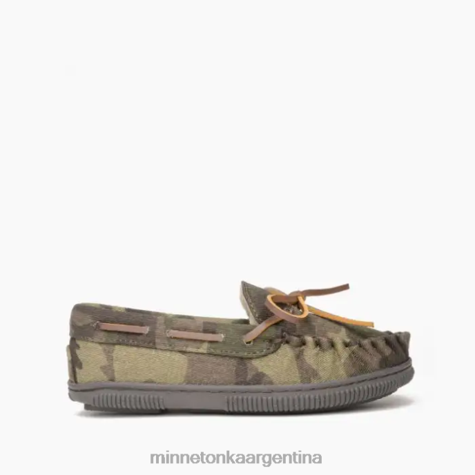 calzado estampado de camuflaje verde niños suela dura forrada de pelo Minnetonka R6DN499